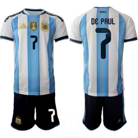 Argentina 2026 FIFA World Cup Soccer Jersey White #7 DE PAUL